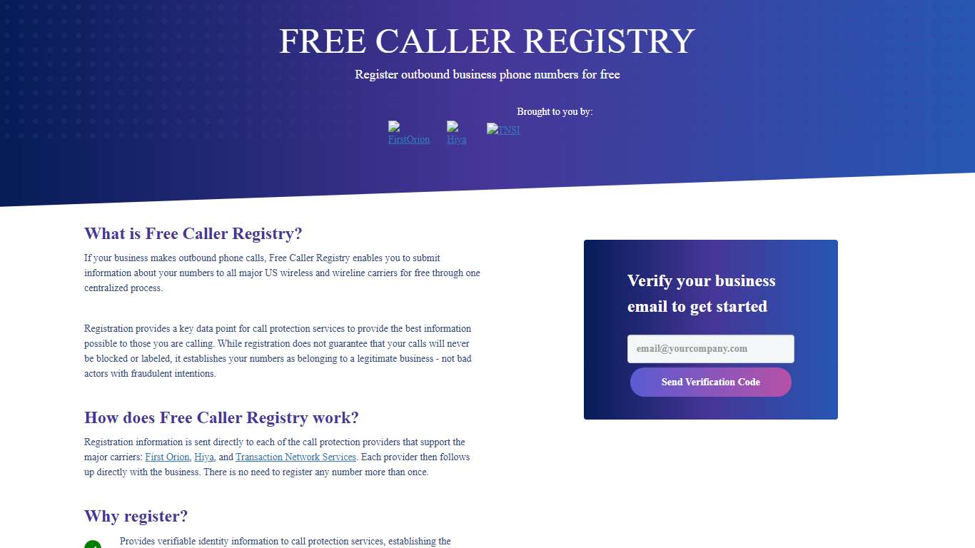 Free Caller Registry | Home